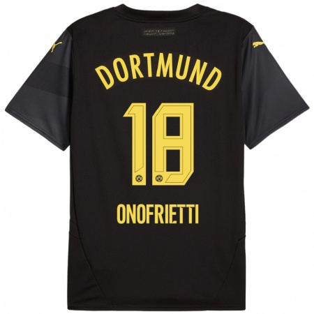 Kandiny Enfant Maillot Vincenzo Onofrietti #18 Noir Jaune Tenues Extérieur 2024/25 T-Shirt