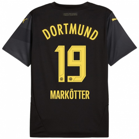 Kandiny Enfant Maillot Jonah Markötter #19 Noir Jaune Tenues Extérieur 2024/25 T-Shirt