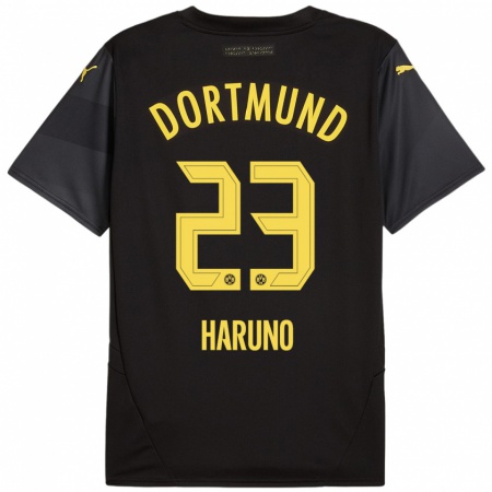 Kandiny Enfant Maillot Sasaki Haruno #23 Noir Jaune Tenues Extérieur 2024/25 T-Shirt