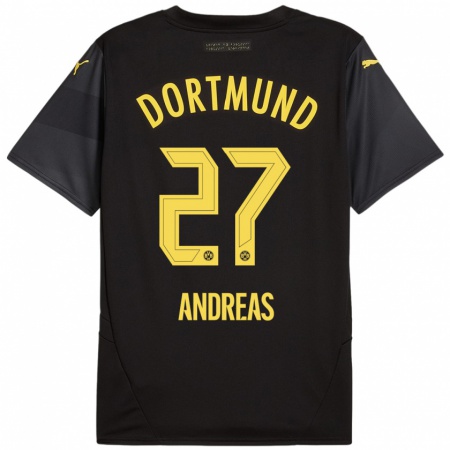 Kandiny Enfant Maillot Kuno Andreas #27 Noir Jaune Tenues Extérieur 2024/25 T-Shirt