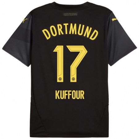 Kandiny Enfant Maillot Lloyd-Addo Kuffour #17 Noir Jaune Tenues Extérieur 2024/25 T-Shirt