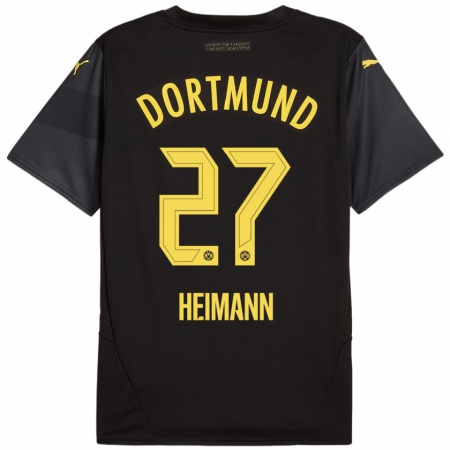 Kandiny Enfant Maillot Wesley Heimann #27 Noir Jaune Tenues Extérieur 2024/25 T-Shirt