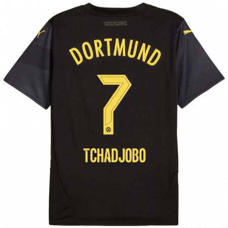 Kandiny Enfant Maillot Dia Tchadjobo #7 Noir Jaune Tenues Extérieur 2024/25 T-Shirt