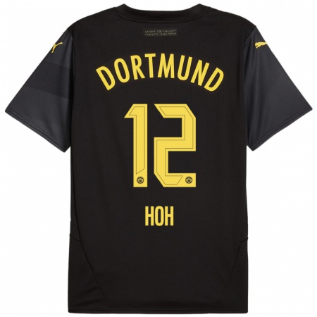 Kandiny Enfant Maillot Hendrik Hoh #12 Noir Jaune Tenues Extérieur 2024/25 T-Shirt