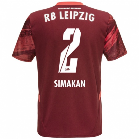 Kandiny Enfant Maillot Mohamed Simakan #2 Bordeaux Tenues Extérieur 2024/25 T-Shirt