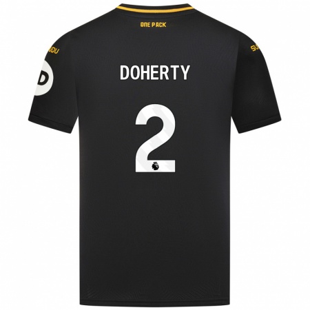 Kandiny Enfant Maillot Matt Doherty #2 Noir Tenues Extérieur 2024/25 T-Shirt