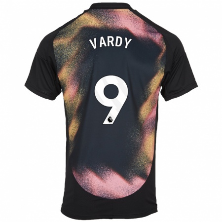 Kandiny Enfant Maillot Jamie Vardy #9 Noir Blanc Tenues Extérieur 2024/25 T-Shirt