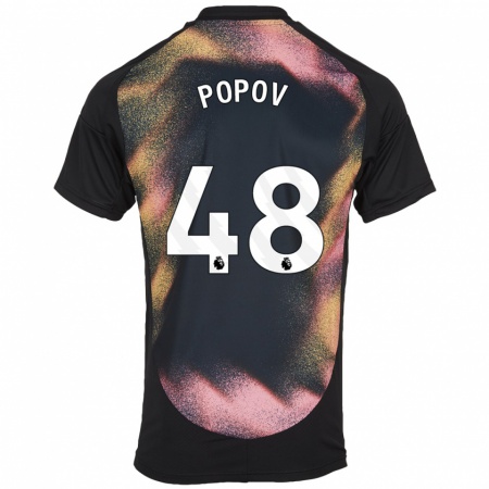 Kandiny Enfant Maillot Chris Popov #48 Noir Blanc Tenues Extérieur 2024/25 T-Shirt