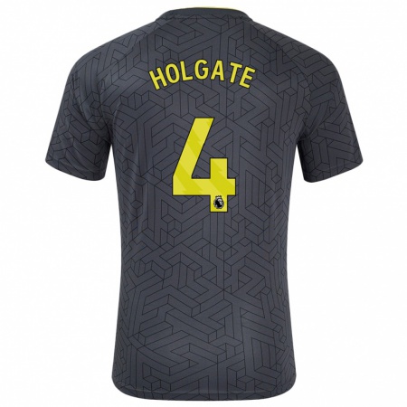 Kandiny Enfant Maillot Mason Holgate #4 Noir Jaune Tenues Extérieur 2024/25 T-Shirt