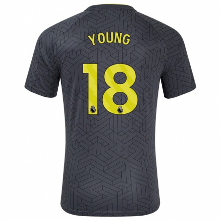 Kandiny Enfant Maillot Ashley Young #18 Noir Jaune Tenues Extérieur 2024/25 T-Shirt