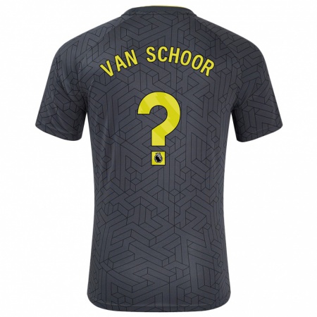 Kandiny Enfant Maillot Joshua Van Schoor #0 Noir Jaune Tenues Extérieur 2024/25 T-Shirt