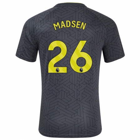 Kandiny Enfant Maillot Rikke Madsen #26 Noir Jaune Tenues Extérieur 2024/25 T-Shirt