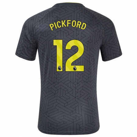 Kandiny Enfant Maillot Jordan Pickford #12 Noir Jaune Tenues Extérieur 2024/25 T-Shirt