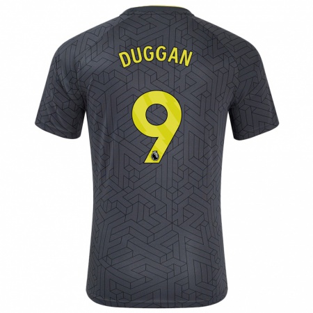 Kandiny Enfant Maillot Toni Duggan #9 Noir Jaune Tenues Extérieur 2024/25 T-Shirt