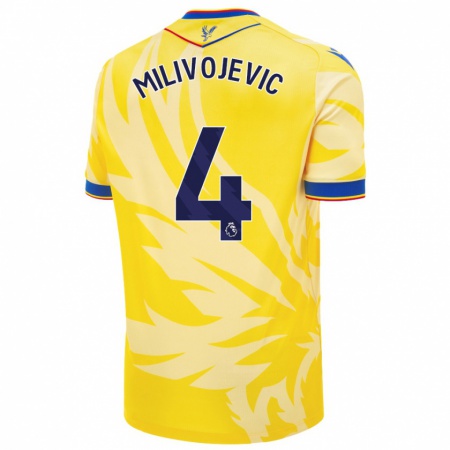 Kandiny Enfant Maillot Luka Milivojevic #4 Jaune Tenues Extérieur 2024/25 T-Shirt