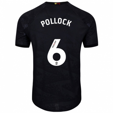 Kandiny Enfant Maillot Mattie Pollock #6 Noir Blanc Tenues Extérieur 2024/25 T-Shirt