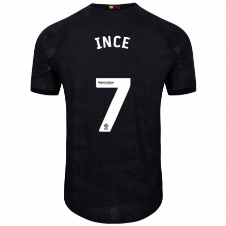 Kandiny Enfant Maillot Tom Ince #7 Noir Blanc Tenues Extérieur 2024/25 T-Shirt