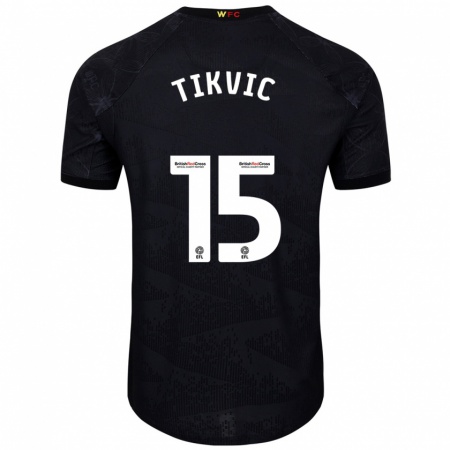 Kandiny Enfant Maillot Antonio Tikvic #15 Noir Blanc Tenues Extérieur 2024/25 T-Shirt