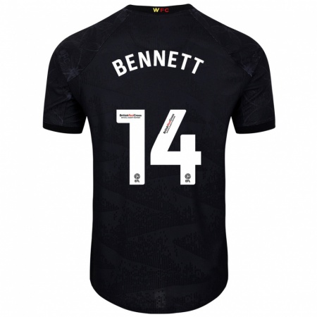 Kandiny Enfant Maillot Harley Bennett #14 Noir Blanc Tenues Extérieur 2024/25 T-Shirt