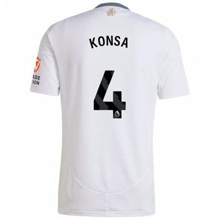 Kandiny Enfant Maillot Ezri Konsa #4 Blanc Tenues Extérieur 2024/25 T-Shirt