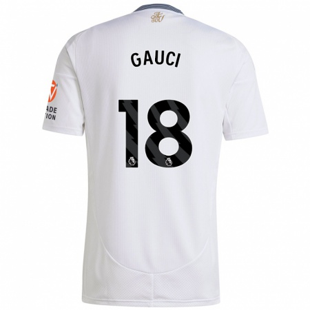 Kandiny Enfant Maillot Joe Gauci #18 Blanc Tenues Extérieur 2024/25 T-Shirt