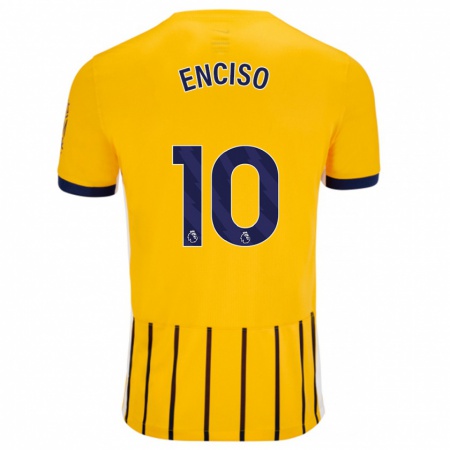 Kandiny Enfant Maillot Julio Enciso #10 Doré Bleu À Fines Rayures Tenues Extérieur 2024/25 T-Shirt