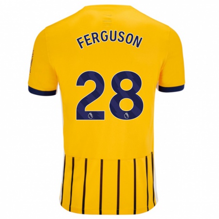 Kandiny Enfant Maillot Evan Ferguson #28 Doré Bleu À Fines Rayures Tenues Extérieur 2024/25 T-Shirt