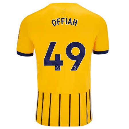 Kandiny Enfant Maillot Odel Offiah #49 Doré Bleu À Fines Rayures Tenues Extérieur 2024/25 T-Shirt