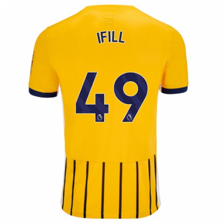 Kandiny Enfant Maillot Marcus Ifill #49 Doré Bleu À Fines Rayures Tenues Extérieur 2024/25 T-Shirt