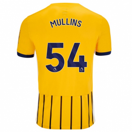 Kandiny Enfant Maillot Jamie Mullins #54 Doré Bleu À Fines Rayures Tenues Extérieur 2024/25 T-Shirt