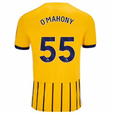 Kandiny Enfant Maillot Mark O'mahony #55 Doré Bleu À Fines Rayures Tenues Extérieur 2024/25 T-Shirt