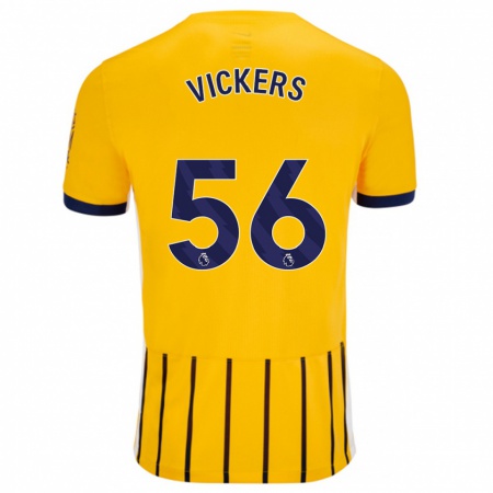 Kandiny Enfant Maillot Caylan Vickers #56 Doré Bleu À Fines Rayures Tenues Extérieur 2024/25 T-Shirt