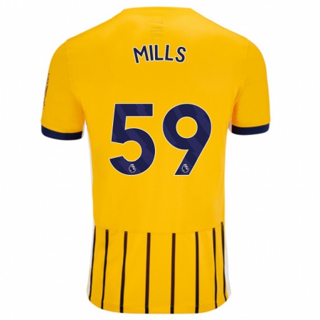 Kandiny Enfant Maillot Harry Mills #59 Doré Bleu À Fines Rayures Tenues Extérieur 2024/25 T-Shirt