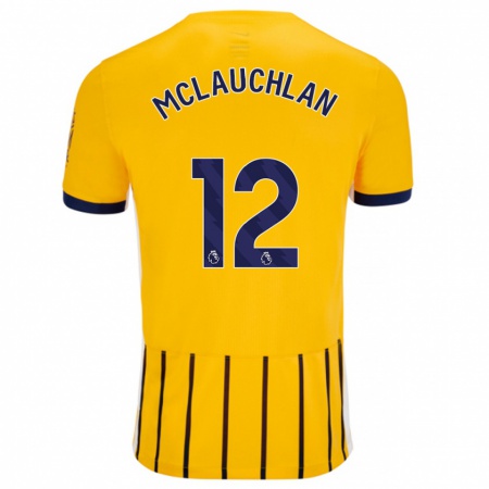 Kandiny Enfant Maillot Rachel Mclauchlan #12 Doré Bleu À Fines Rayures Tenues Extérieur 2024/25 T-Shirt