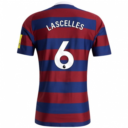 Kandiny Enfant Maillot Jamaal Lascelles #6 Bordeaux Bleu Marine Tenues Extérieur 2024/25 T-Shirt