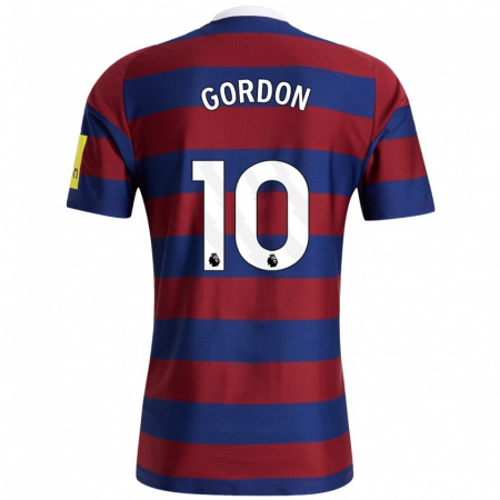 Kandiny Enfant Maillot Anthony Gordon #10 Bordeaux Bleu Marine Tenues Extérieur 2024/25 T-Shirt