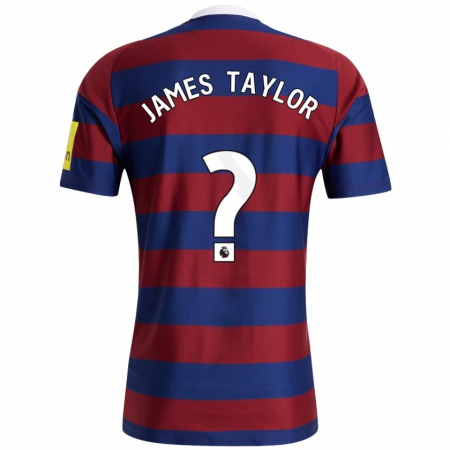 Kandiny Enfant Maillot James Taylor #0 Bordeaux Bleu Marine Tenues Extérieur 2024/25 T-Shirt