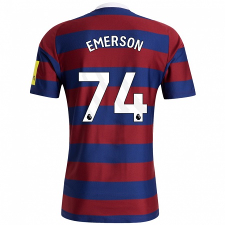 Kandiny Enfant Maillot Johnny Emerson #74 Bordeaux Bleu Marine Tenues Extérieur 2024/25 T-Shirt