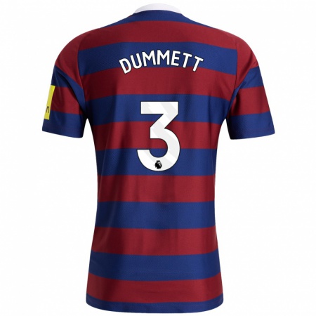 Kandiny Enfant Maillot Paul Dummett #3 Bordeaux Bleu Marine Tenues Extérieur 2024/25 T-Shirt