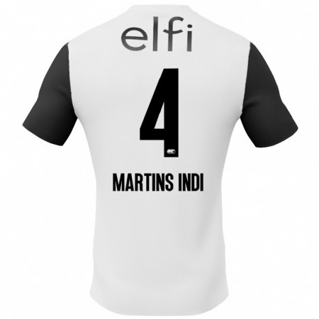 Kandiny Enfant Maillot Bruno Martins Indi #4 Blanc Noir Tenues Extérieur 2024/25 T-Shirt