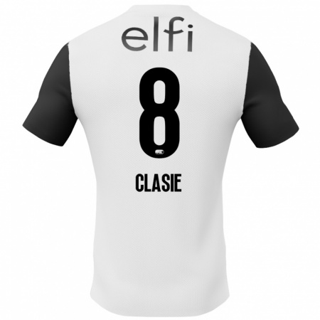 Kandiny Enfant Maillot Jordy Clasie #8 Blanc Noir Tenues Extérieur 2024/25 T-Shirt