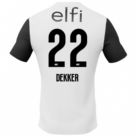 Kandiny Enfant Maillot Maxim Dekker #22 Blanc Noir Tenues Extérieur 2024/25 T-Shirt