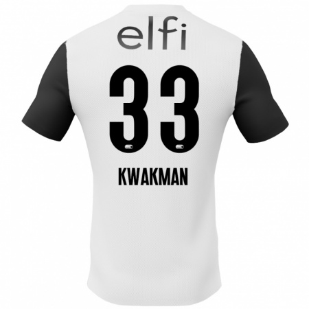 Kandiny Enfant Maillot Dave Kwakman #33 Blanc Noir Tenues Extérieur 2024/25 T-Shirt