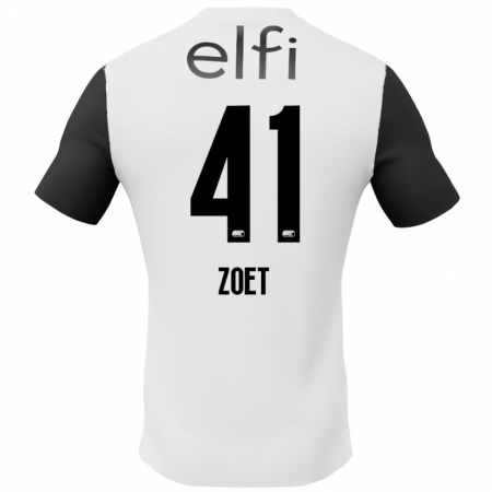 Kandiny Enfant Maillot Jeroen Zoet #41 Blanc Noir Tenues Extérieur 2024/25 T-Shirt