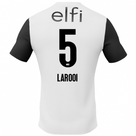 Kandiny Enfant Maillot Finn Larooi #5 Blanc Noir Tenues Extérieur 2024/25 T-Shirt