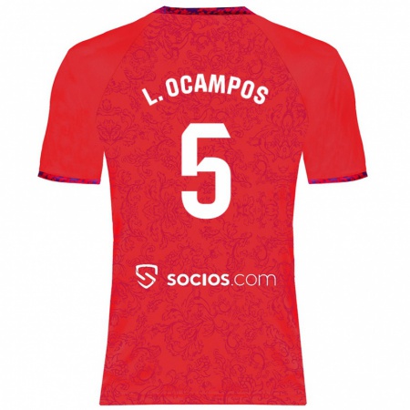 Kandiny Enfant Maillot Lucas Ocampos #5 Rouge Tenues Extérieur 2024/25 T-Shirt