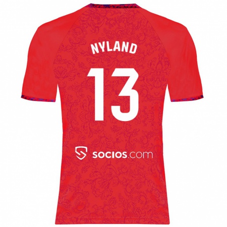 Kandiny Enfant Maillot Ørjan Nyland #13 Rouge Tenues Extérieur 2024/25 T-Shirt