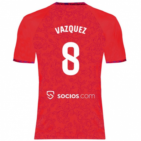 Kandiny Enfant Maillot Manolo Vázquez #8 Rouge Tenues Extérieur 2024/25 T-Shirt