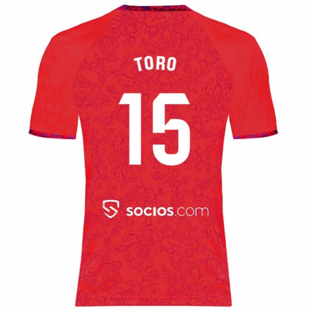 Kandiny Enfant Maillot Juanan Toro #15 Rouge Tenues Extérieur 2024/25 T-Shirt