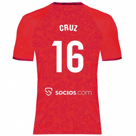 Kandiny Enfant Maillot Jesús Cruz #16 Rouge Tenues Extérieur 2024/25 T-Shirt